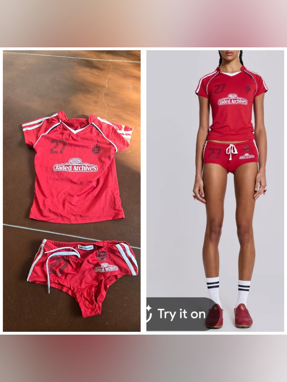 Jaded London 2026 Red League Jersey Micro Short + Jersey Top SET S - Picture 4 of 4
